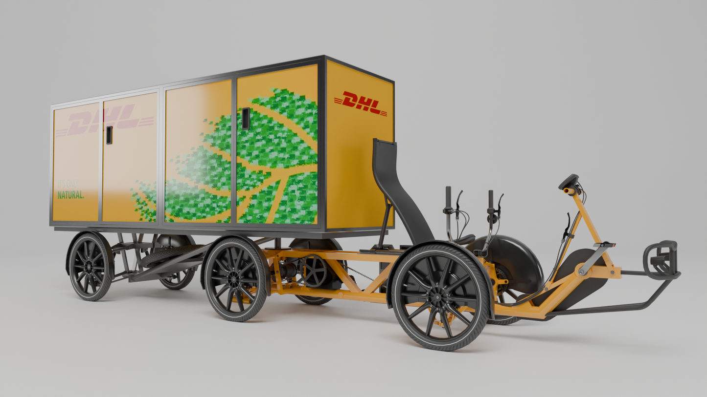 DHL parcel delivery bike 3D model Double
