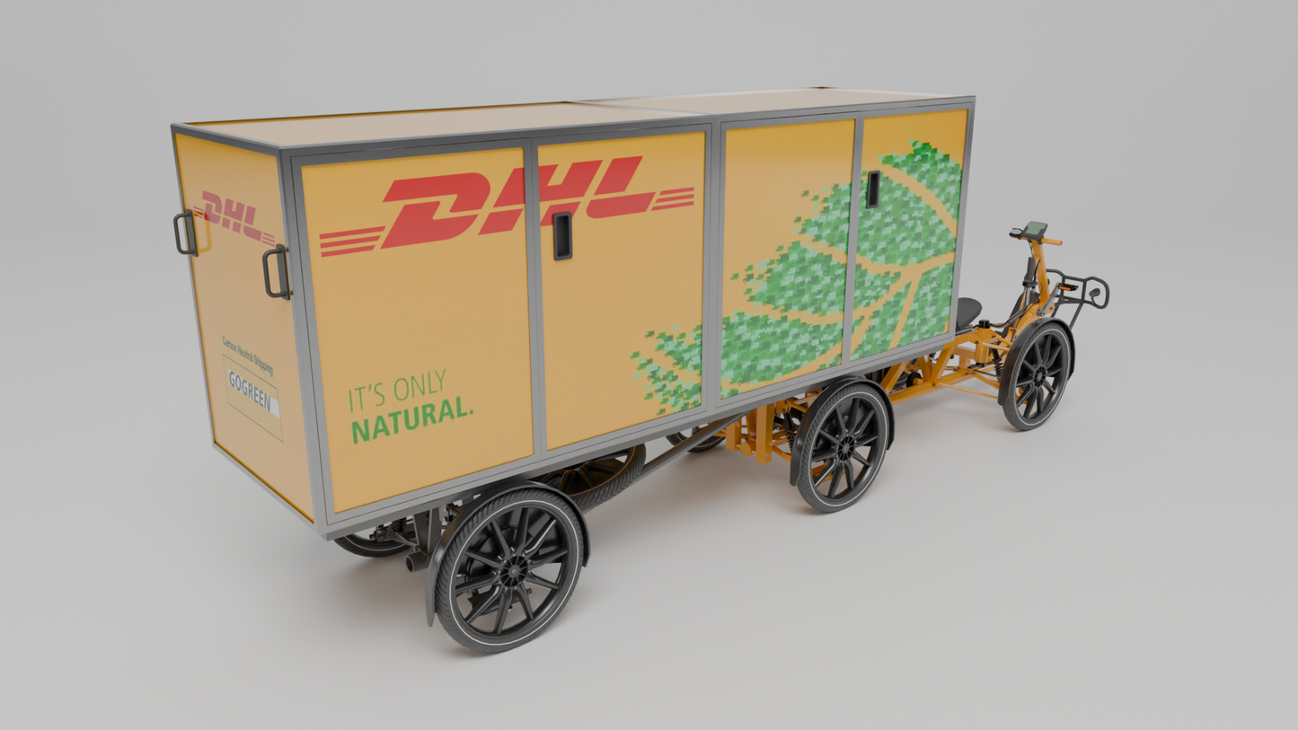 DHL parcel delivery bike 3D model Double
