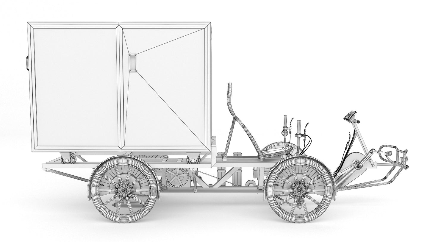 DHL parcel delivery bike wireframe 3D model