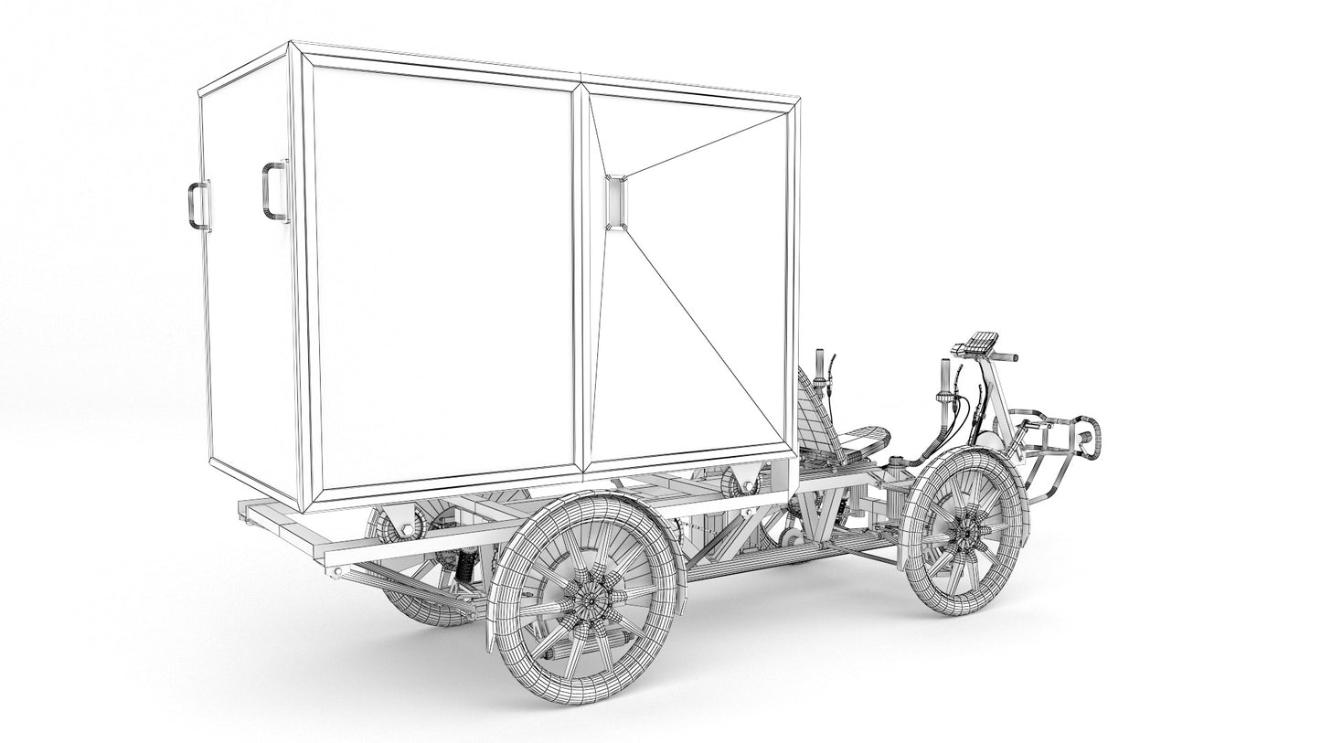 DHL parcel delivery bike wireframe 3D model