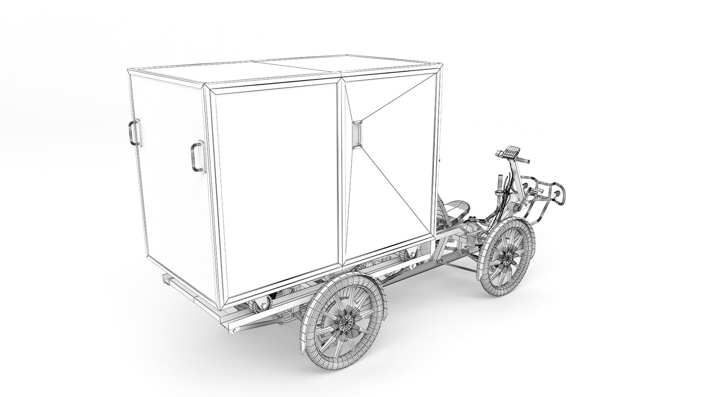 DHL parcel delivery bike wireframe 3D model