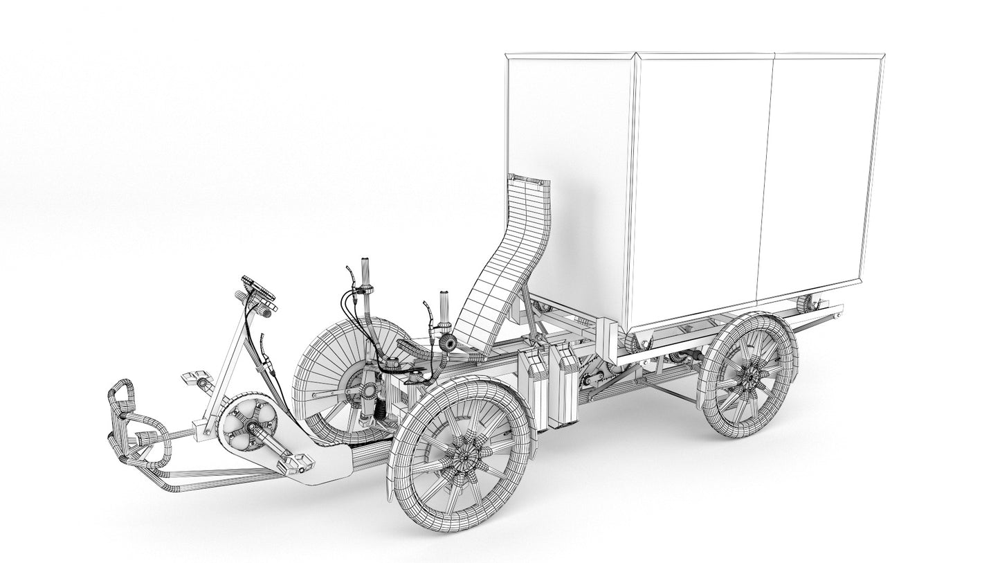 DHL parcel delivery bike wireframe 3D model