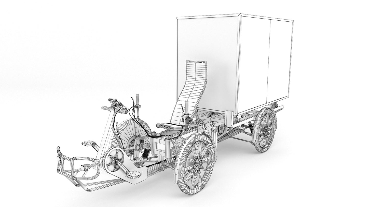 DHL parcel delivery bike wireframe 3D model