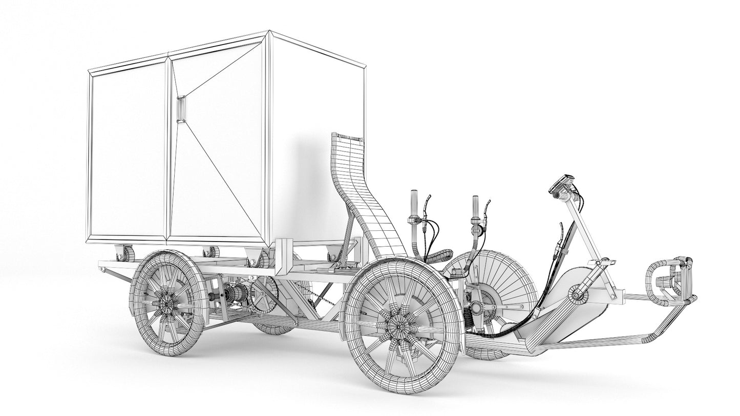 DHL parcel delivery bike wireframe 3D model