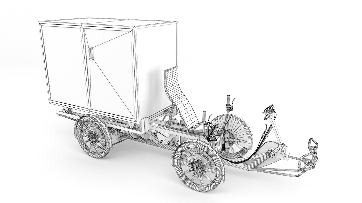 DHL parcel delivery bike wireframe 3D model